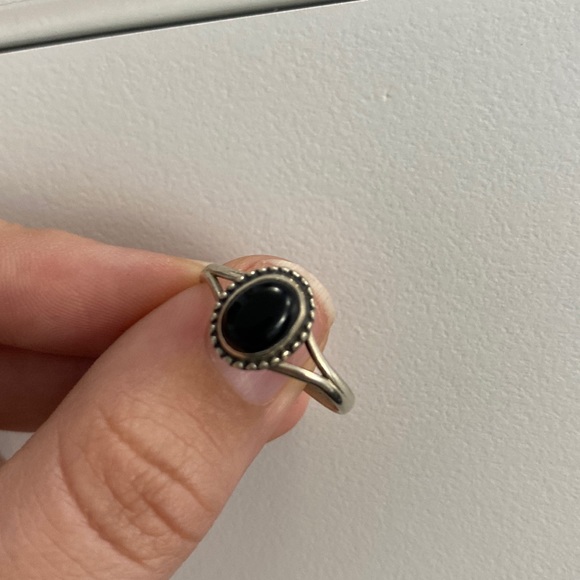 Black obsidian sterling silver ring - Picture 2 of 4